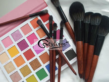 Load image into Gallery viewer, Wooden Handle Synthetic Brush Set (12 piece collection with bag)
