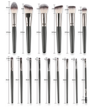 Load image into Gallery viewer, Midnight Black Brush Set (15 piece Brush collection with bag)