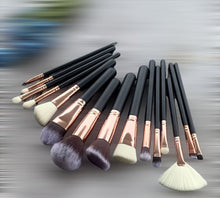 Load image into Gallery viewer, Onyx Black Brush Set (15 piece brush collection with bag)