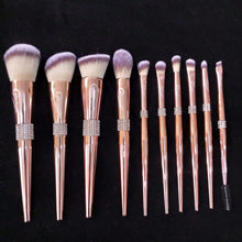 Load image into Gallery viewer, Rouge Pink Brush Set (10 piece brush collection with bag)