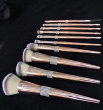 Load image into Gallery viewer, Rouge Pink Brush Set (10 piece brush collection with bag)