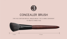 Load image into Gallery viewer, Face Brushes Set Wooden Handle Brush Set (5 piece collection with bag)